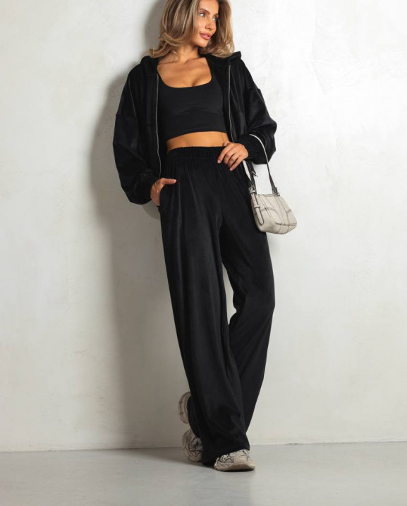 57 Велюровий костюм із капюшоном з прямими штанами